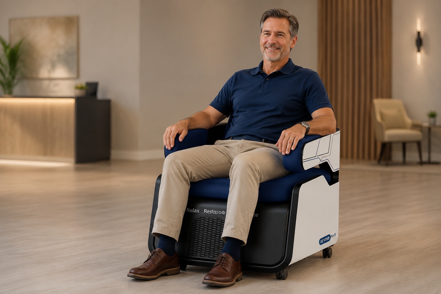 Pelvic floor therapy for men using the REVIVE chair