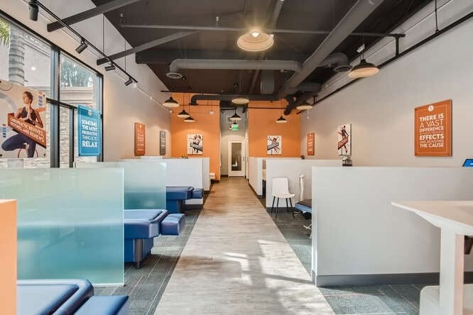Hallway of private treatment booths