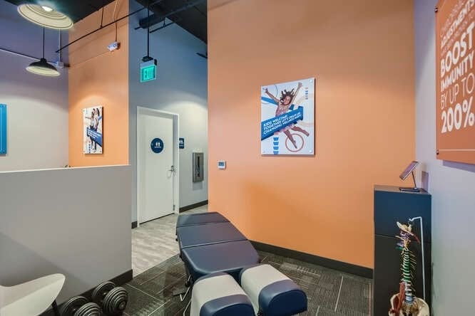 Treatment room with padded table