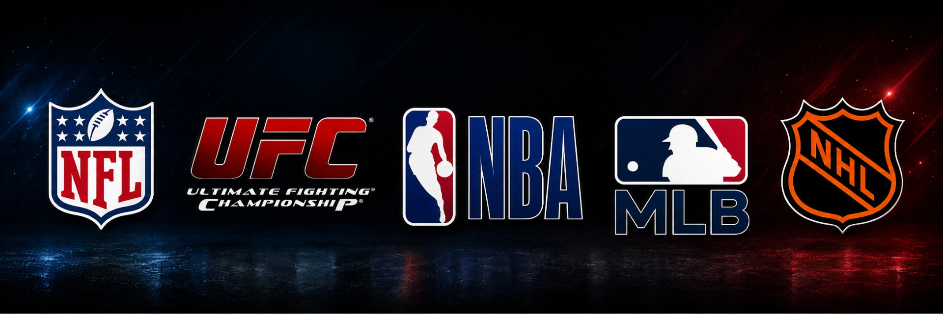 NFL, UFC, NBA, MLB and NHL logos